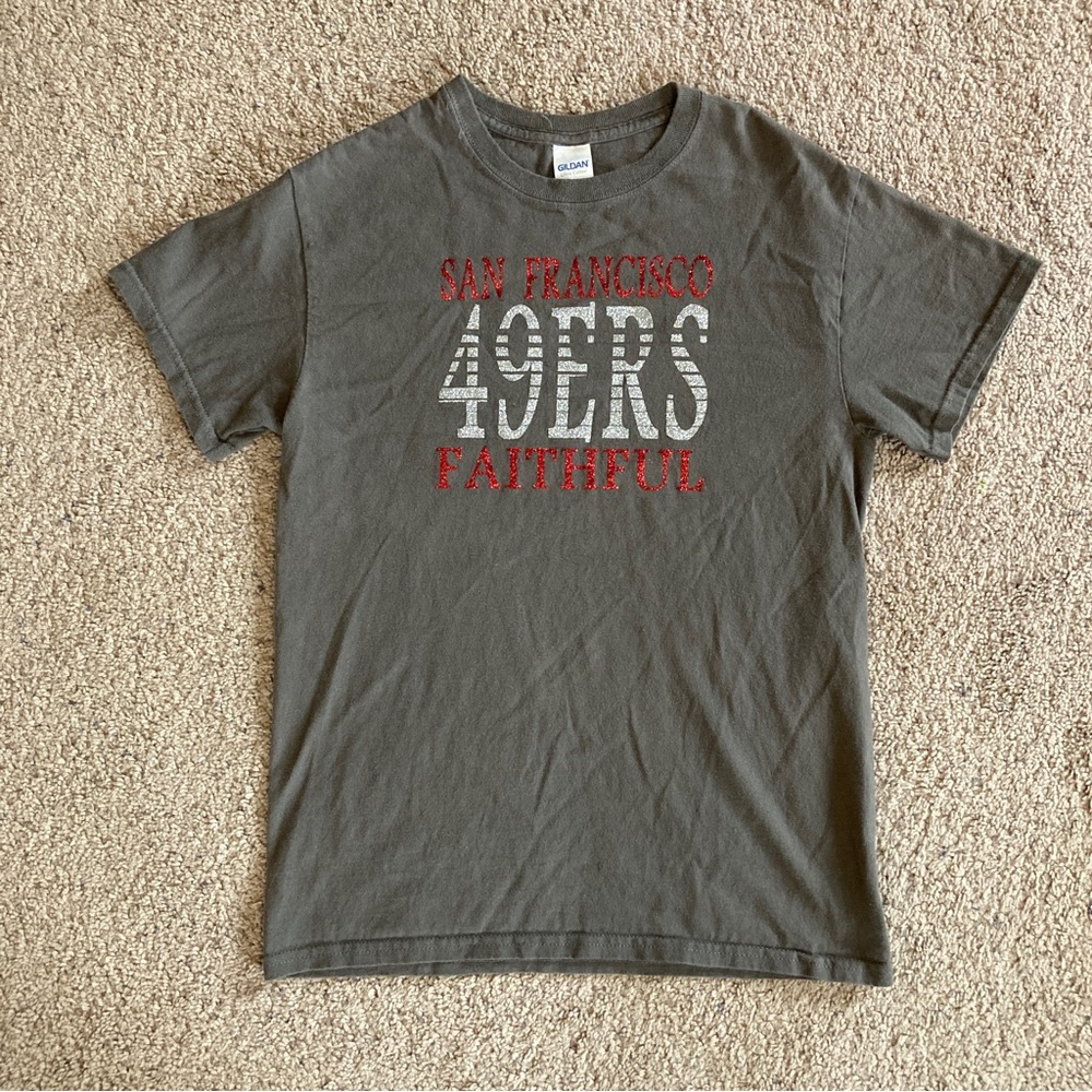 49ers Football Womens Sparkle 100% Cotton T-Shirt Short Sleeve - Size Small